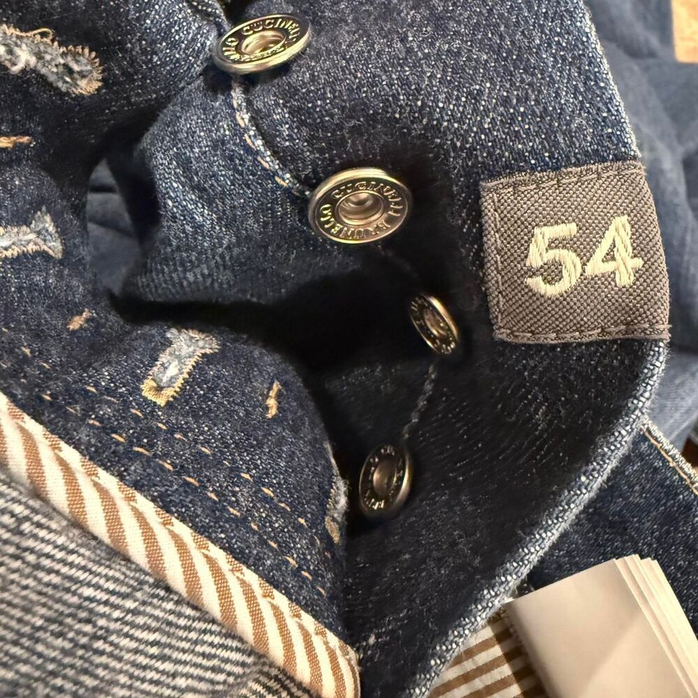 Brunello Cucinelli Men's Designer Made in Italy Blue Denim 100% Cotton Jeans - Picture 7 of 8